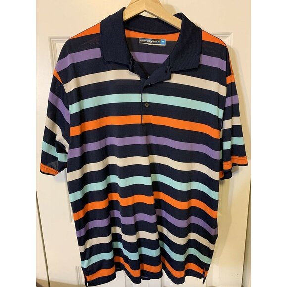 Roundtree & Yorke Performance polo Men’s‎ Sz XL Striped Multicolor - Picture 7 of 8